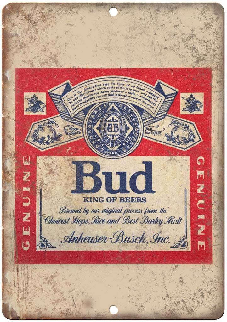 Budweiser King Of Beers Anheuser Busch Metal Sign