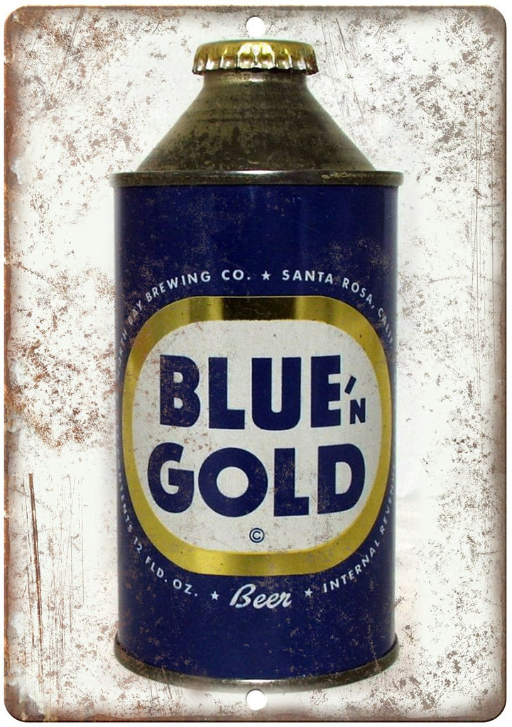 Blue N' Gold Vintage Beer Can Metal Sign
