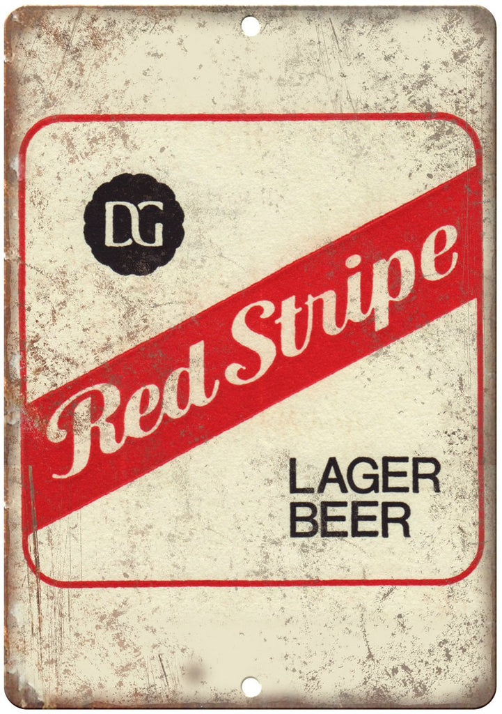 Red Stripe Lager Beer Vintage Ad Metal Sign