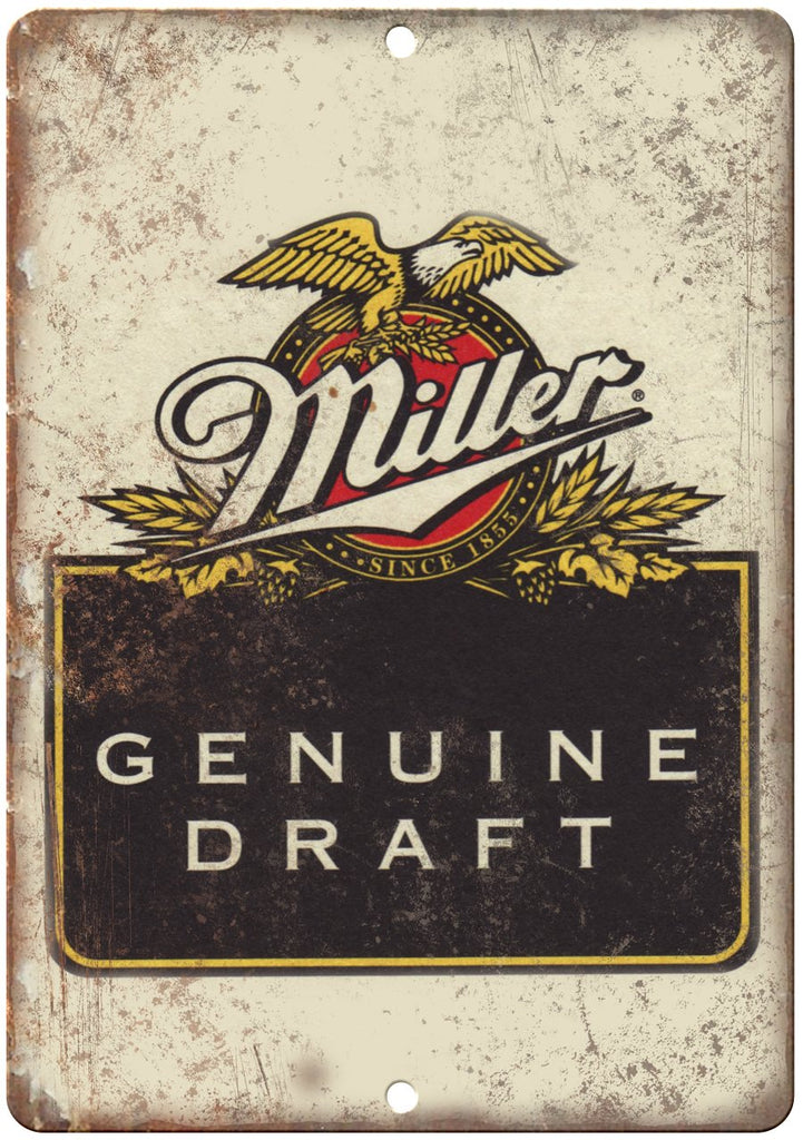 Genuine Miller Draft Vintage Beer Metal Sign