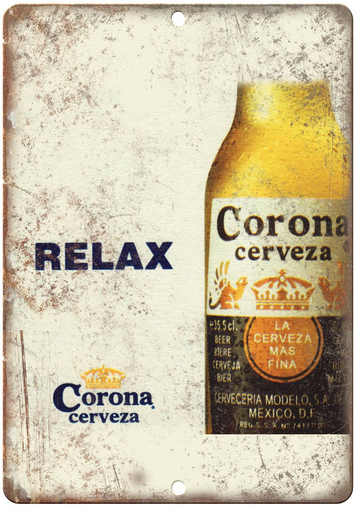 Corona Cerveza Beer Vintage Ad Metal Sign
