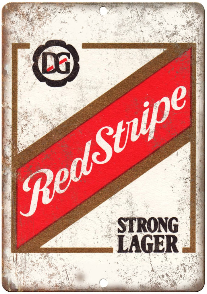 Red Stripe Strong Lager Vintage Ad Metal Sign