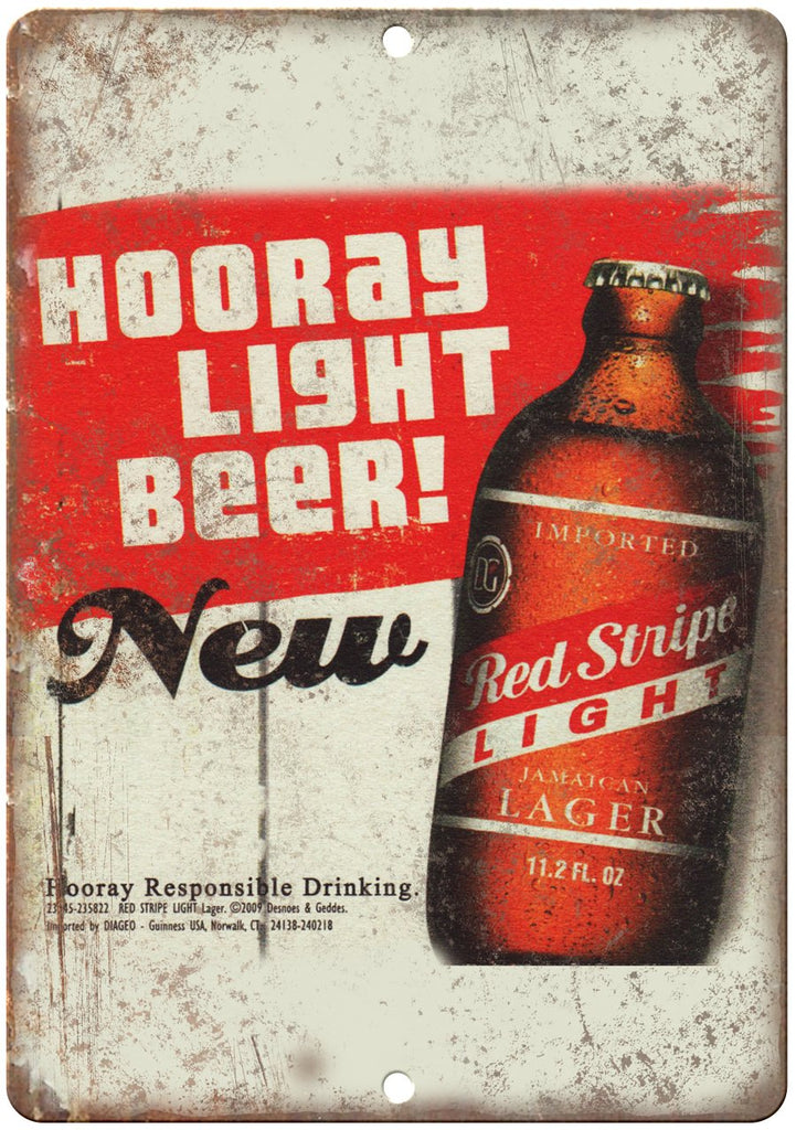 Red Stripe Light Vintage Beer Ad Metal Sign
