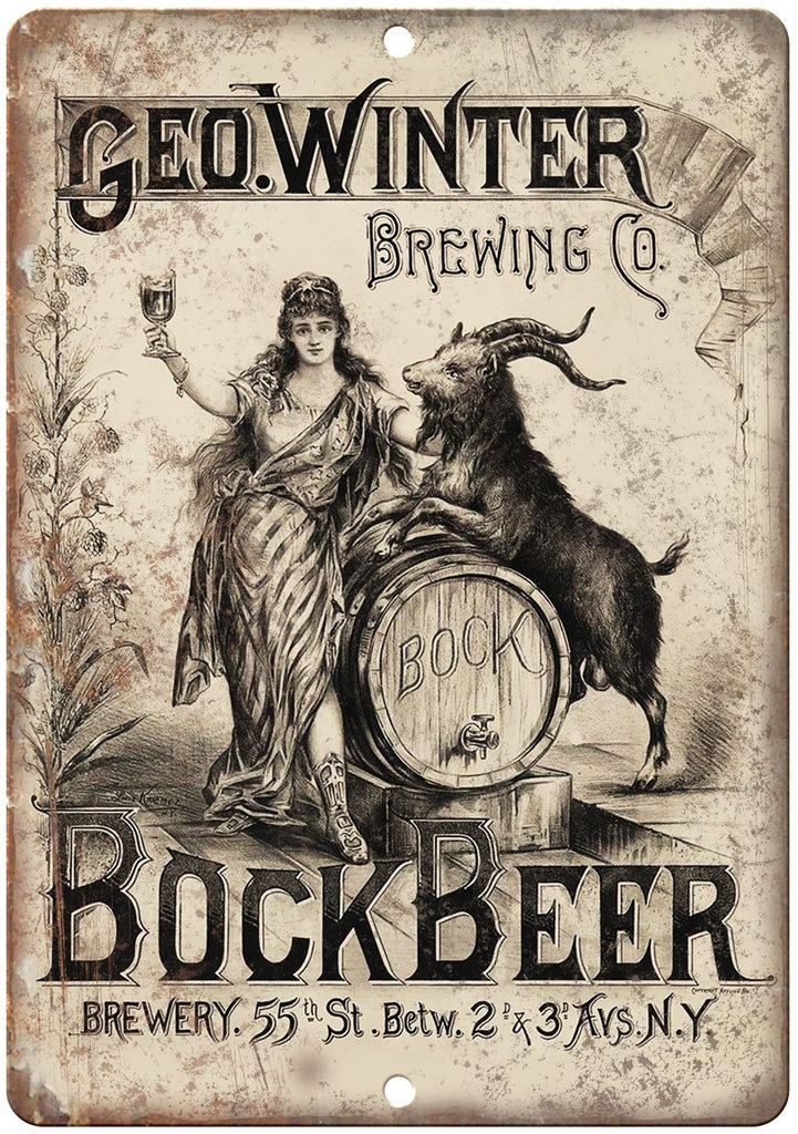 Geo Winter Bock Beer Brewing Vintage Ad Metal Sign