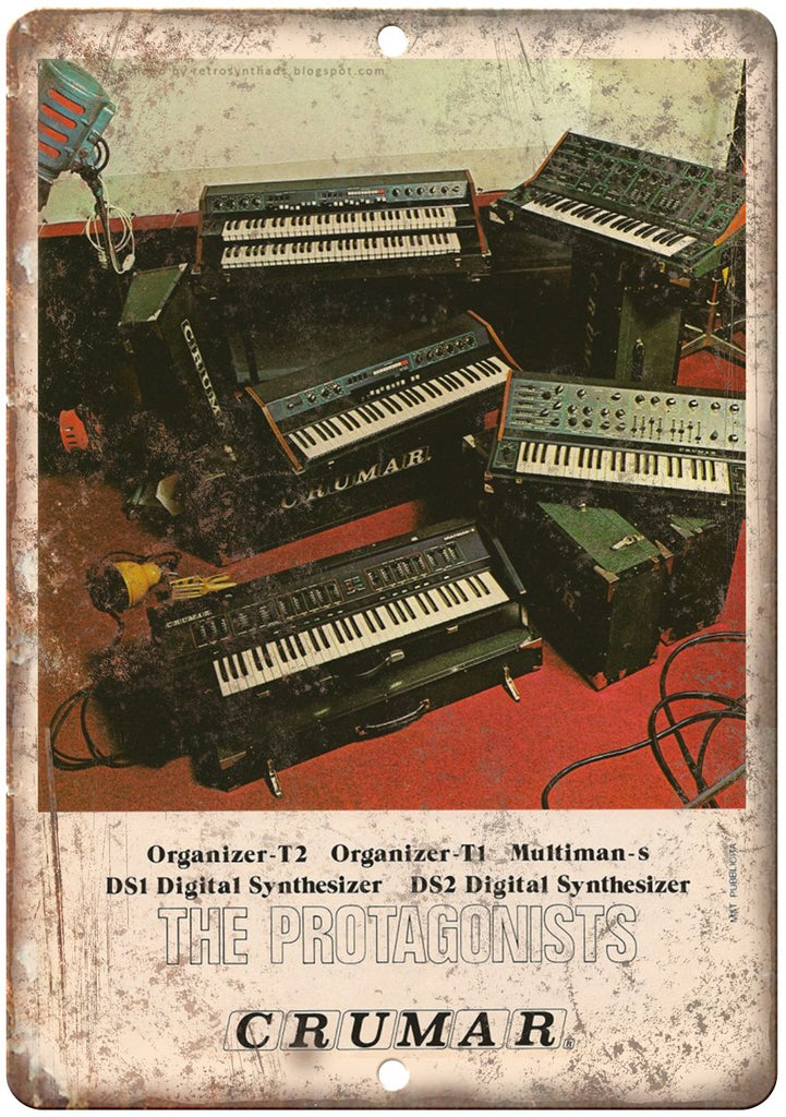 Crumar Synthesizer Keyboard Vintage Ad Metal Sign