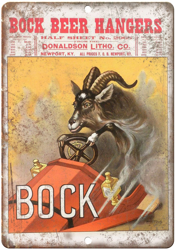 Bock Beer Hangers Donaldson Litho Co. Metal Sign