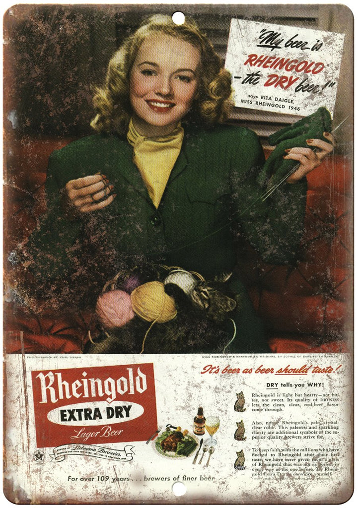 Rheingold Lager Beer Vintage Beer Ad Metal Sign