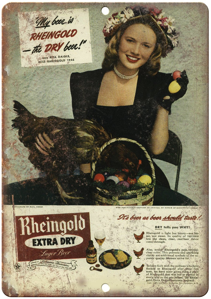 Rheingold Beer Vintage Ad Metal Sign