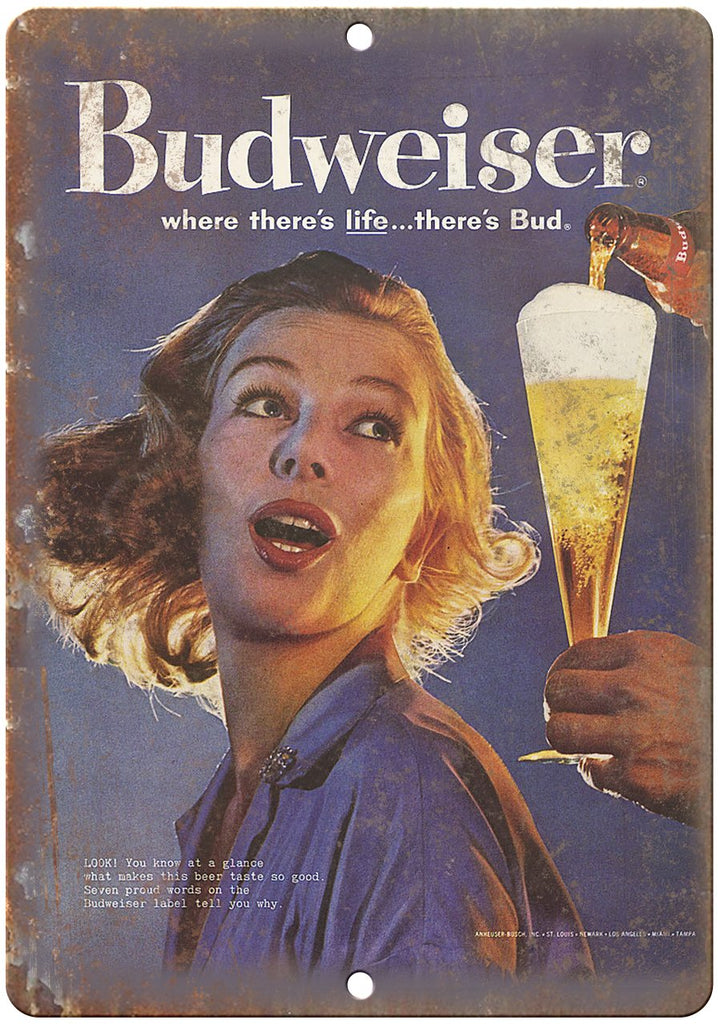 Budweiser Beer Vintage Ad Metal Sign