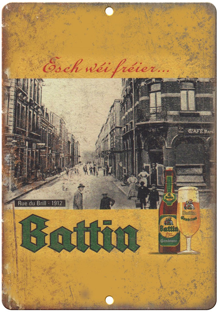 Battin European Vintage Beer Ad Metal Sign