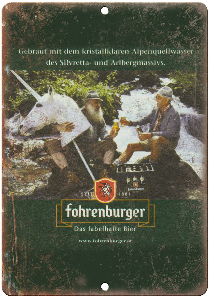 Fohrenburger Vintage Beer Ad Metal Sign