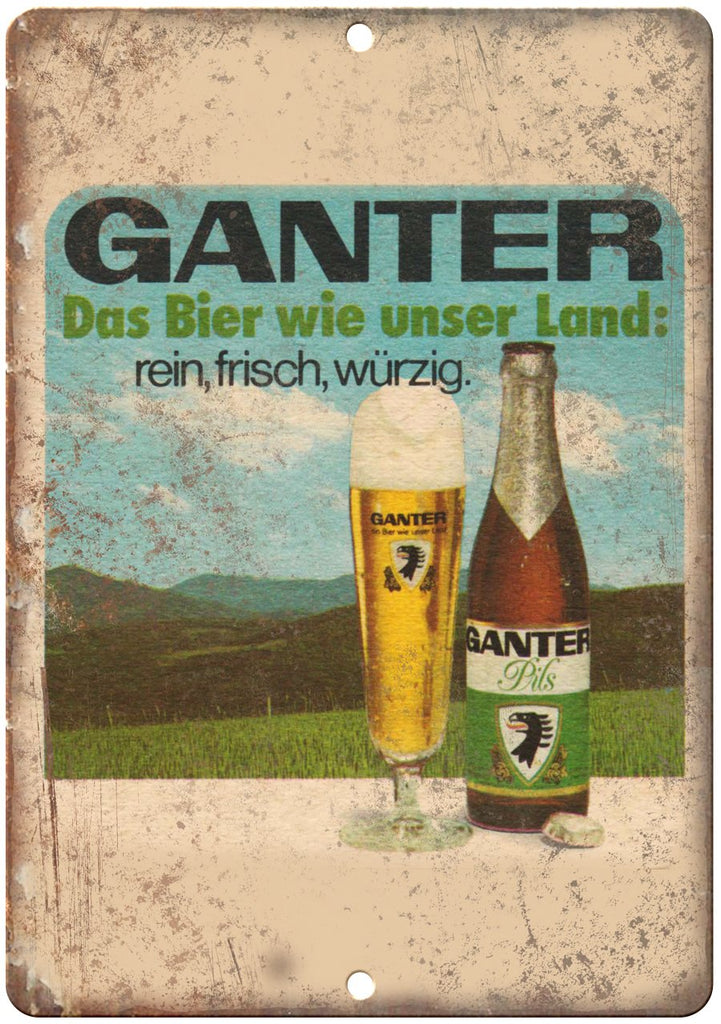 Ganter Beer Vintage Ad Metal Sign