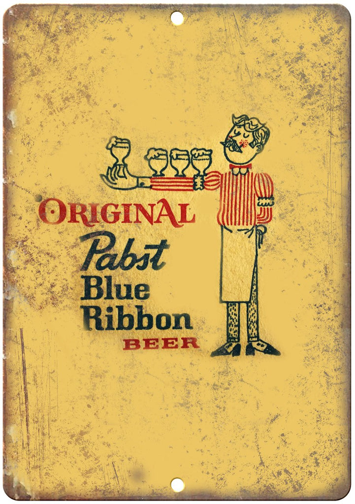 Original Pabst Blue Ribbon Beer Ad Metal Sign