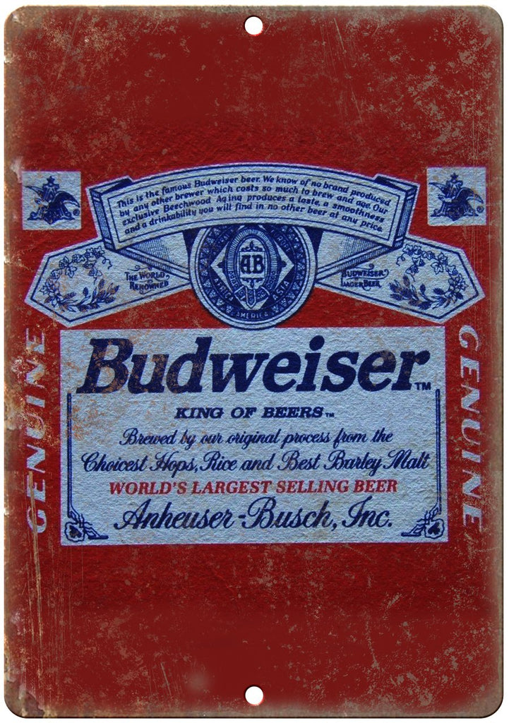 Budweiser Anheuser Busch Vinatage Beer Ad Metal Sign