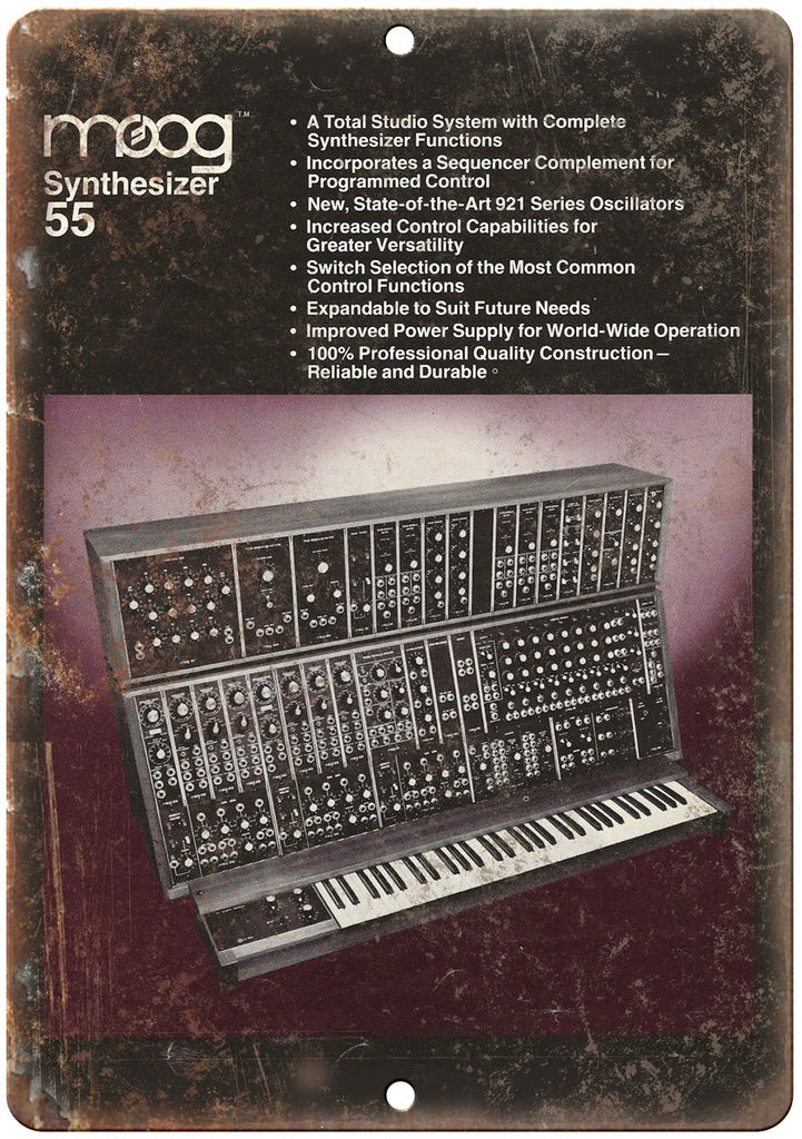 Moog 55 Synthesizer Keyboard Vintage Ad Metal Sign