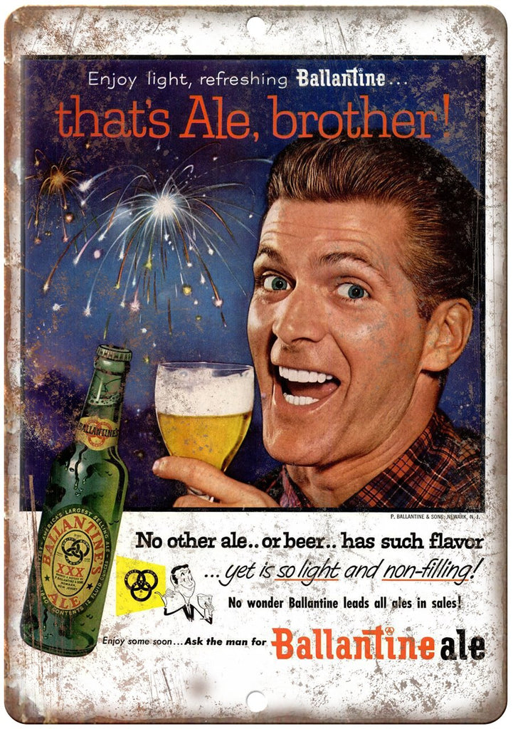 Ballantine Ale That's Al Brother Vintage Ad Metal Sign