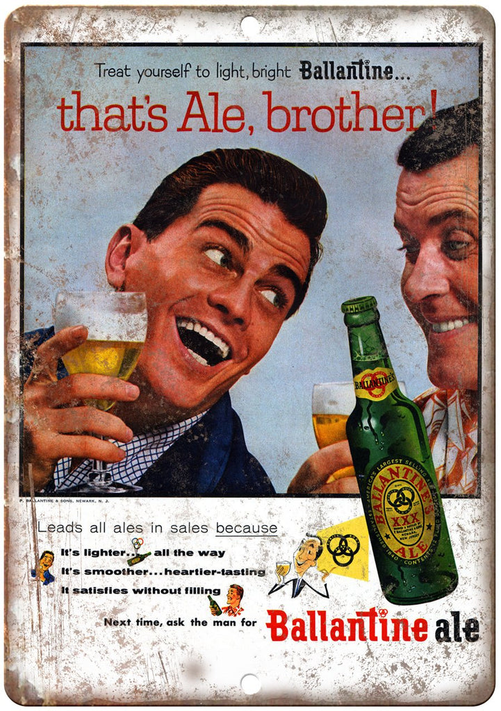 That's Ale, Brother Ballantine Ald Beer Ad Metal Sign