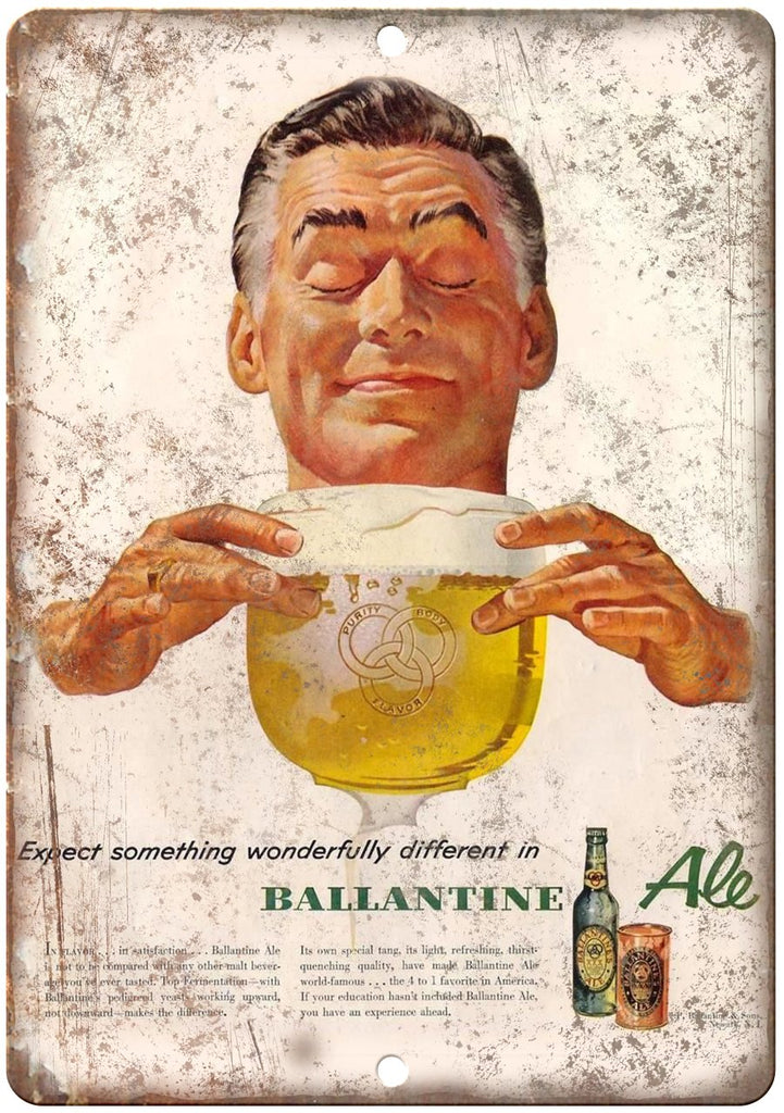 Ballantine Ale Vintage Breweriana Ad Metal Sign