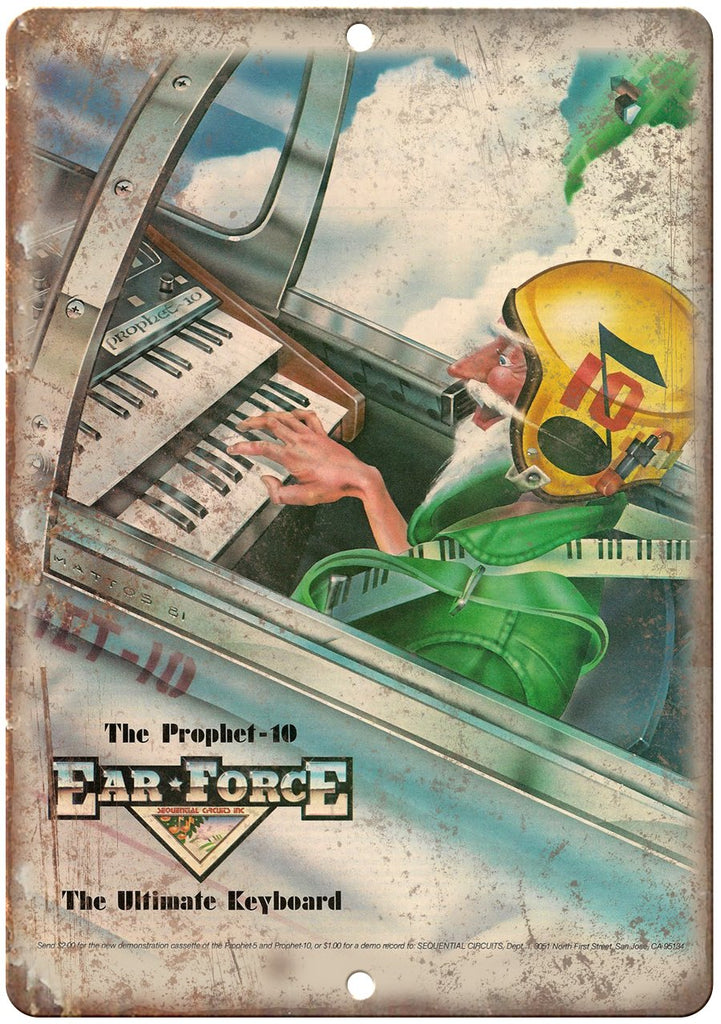 Prophet 10 Ear Force Synthesizer Keyboard Vintage Ad Metal Sign
