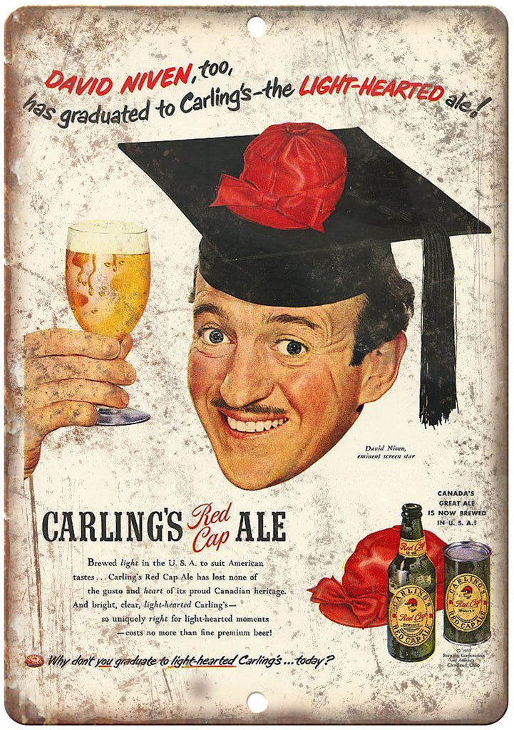 Carling's Red Cap Ale Beer Ad Metal Sign