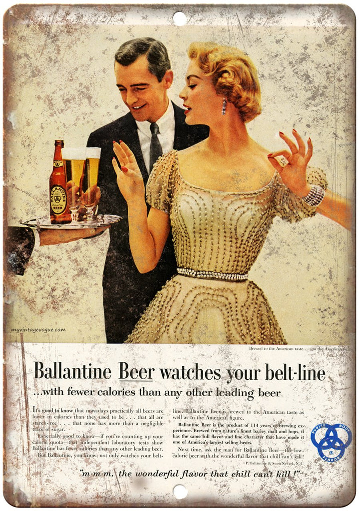 Ballantine Beer Ad Metal Sign