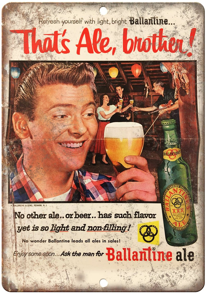 Ballantine Ale That‚Äö√Ñ√¥s' Ale Brother Metal Sign