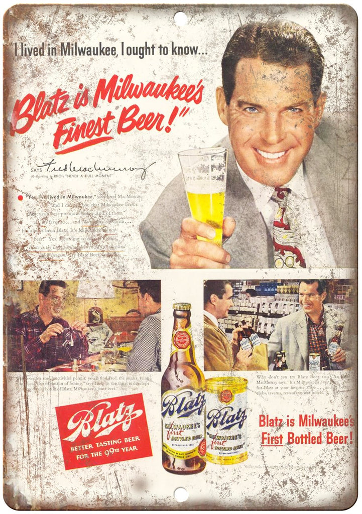 Blatz Milwaukee's Best Beer Metal Sign