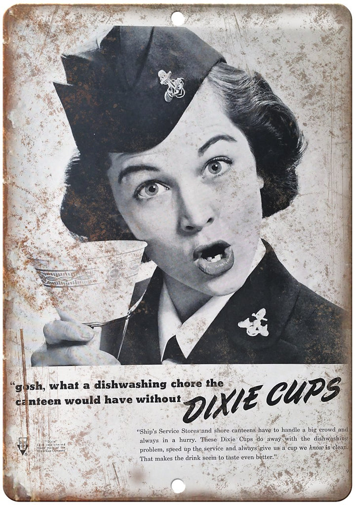 Dixie Cups Vintage Ad Metal Sign