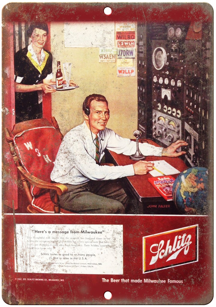 Schlitz Beer Ad Metal Sign