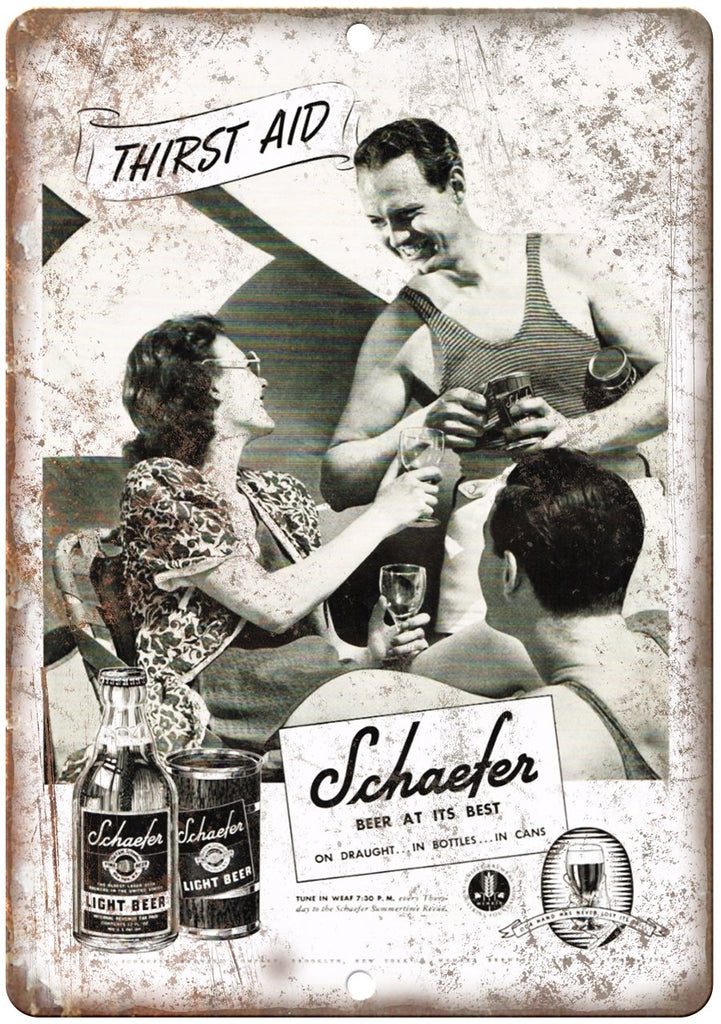 Schaefer Vintage Beer Ad Metal Sign