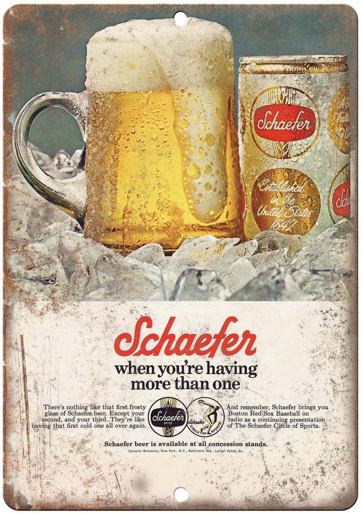 Schaefer Beer Baltimore Ad Metal Sign