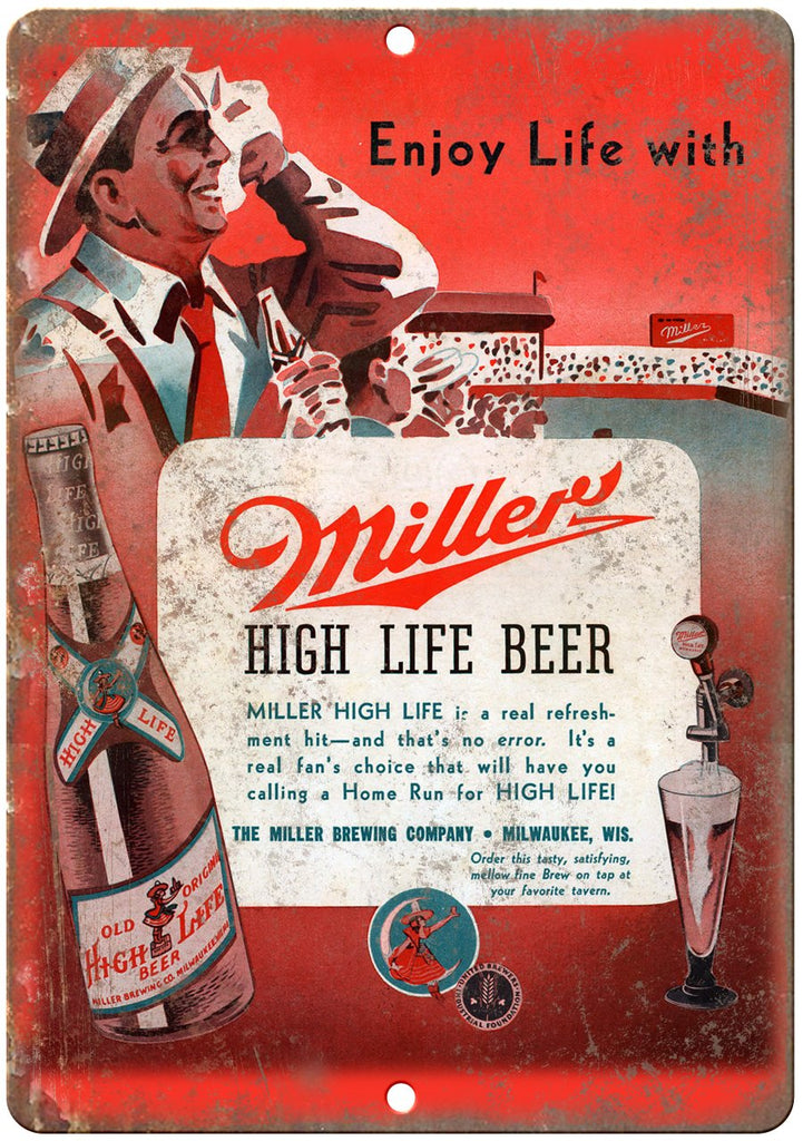 Miller High Life Beer Ad Metal Sign