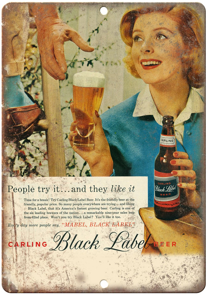 Carling Black Label Beer Ad Metal Sign