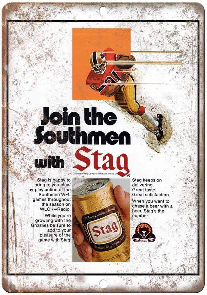 Stag Beer Vintage Football Ad Metal Sign