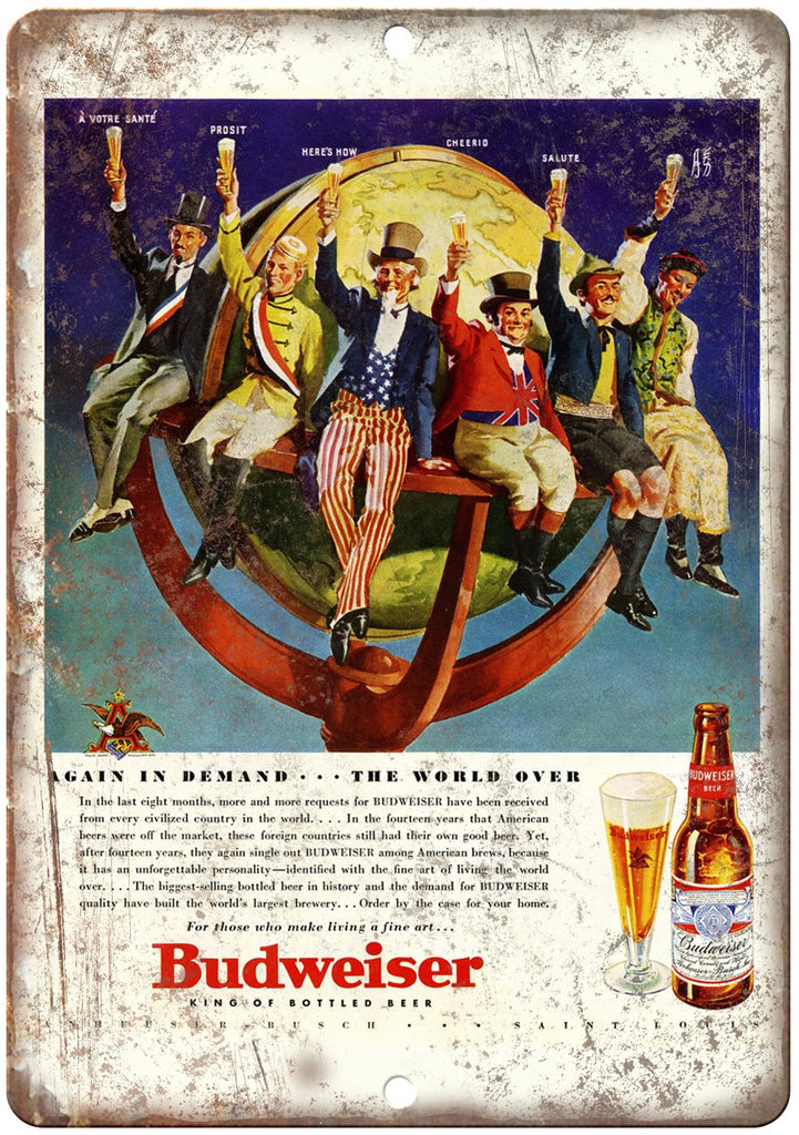 Budweiser Beer VKing of Beers Ad Metal Sign