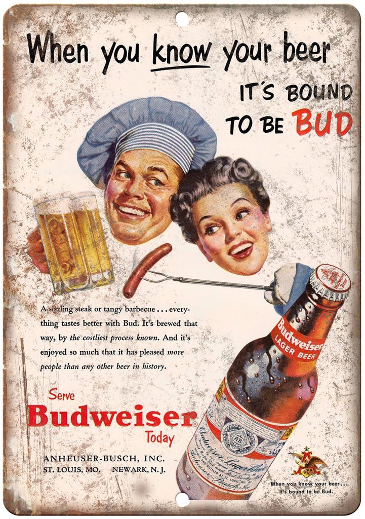 Budweiser Beer Newark NJ Anheuser-Busch Metal Sign