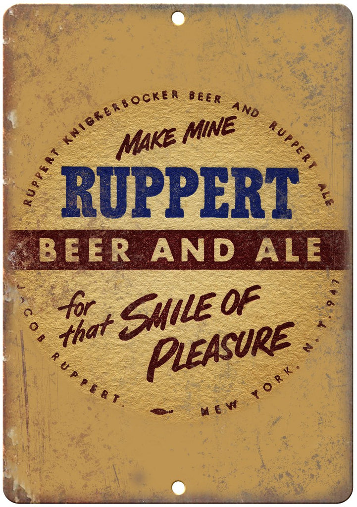 Ruppert Knickerbocker Ad Metal Sign