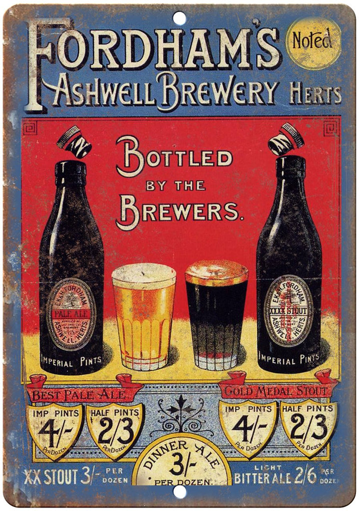 Fordham's Ashwell Brewery Ad Metal Sign