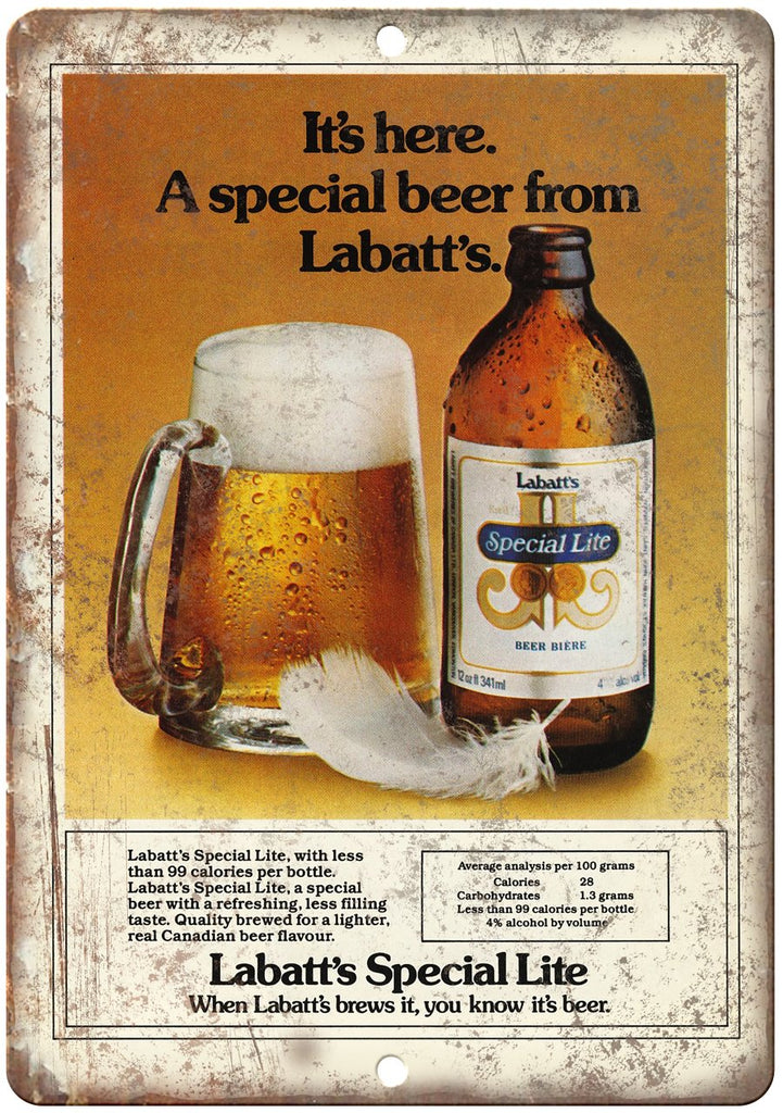 Labatt's Special Lite Beer Ad Metal Sign