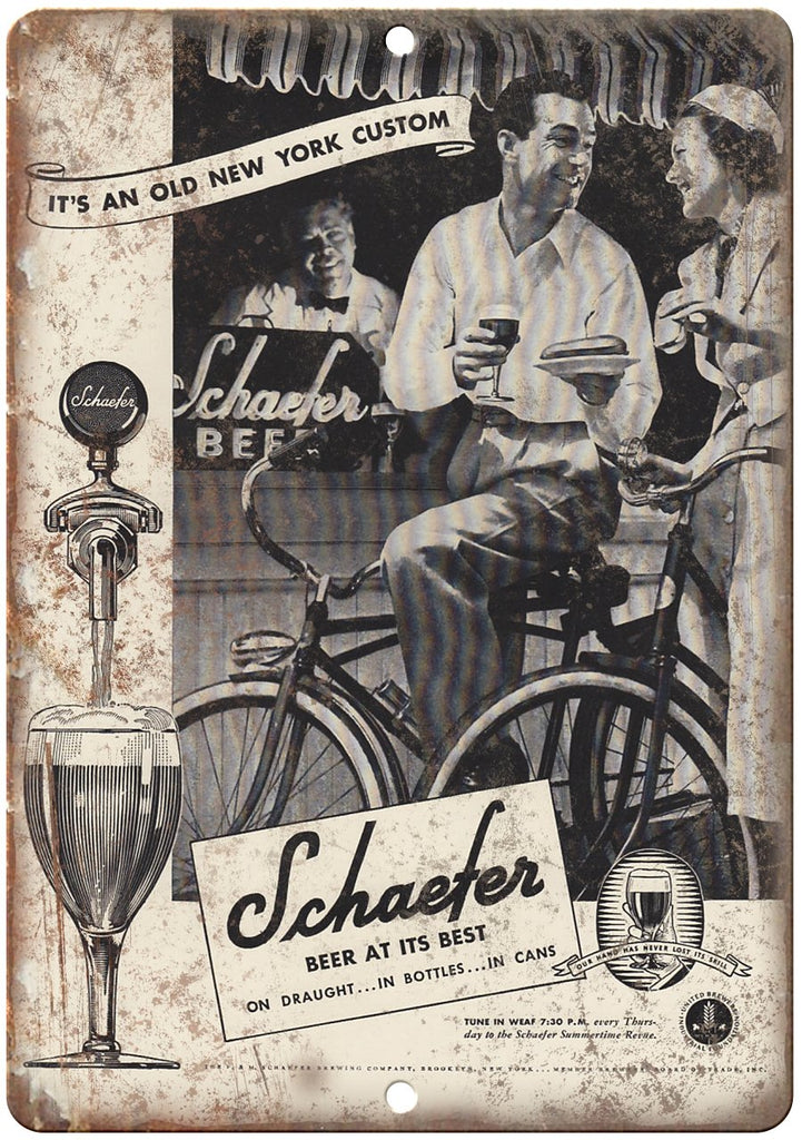 Schaefer Beer Vintage Ad New York Metal Sign