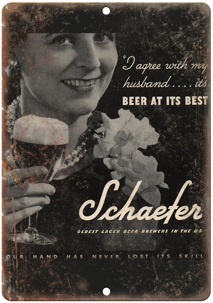 Schaefer Lager Beer Metal Sign