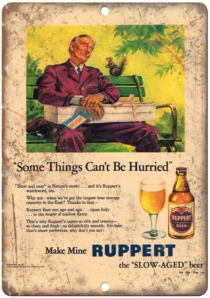 Ruppert Beer Vintage Breweriana Ad Metal Sign