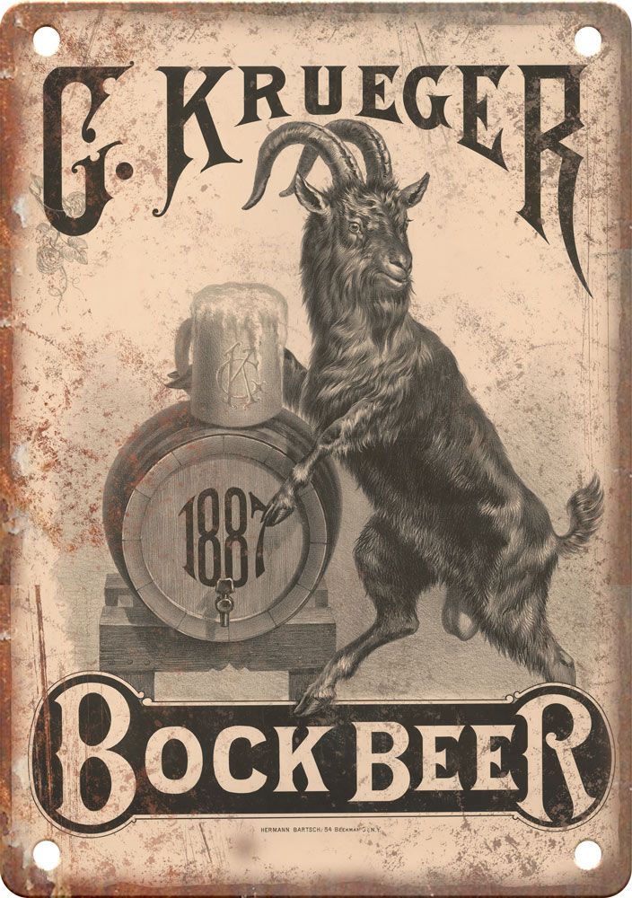 G. Krueger Vintage  Bock Beer Reproduction Metal Sign