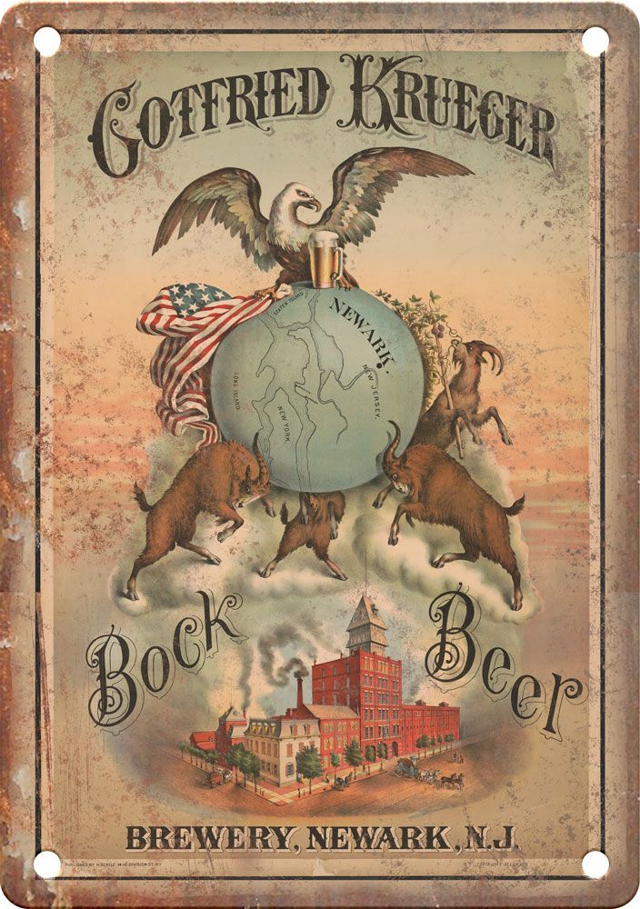 Gotfried Krueger Vintage Bock Beer Ad  Reproduction Metal Sign