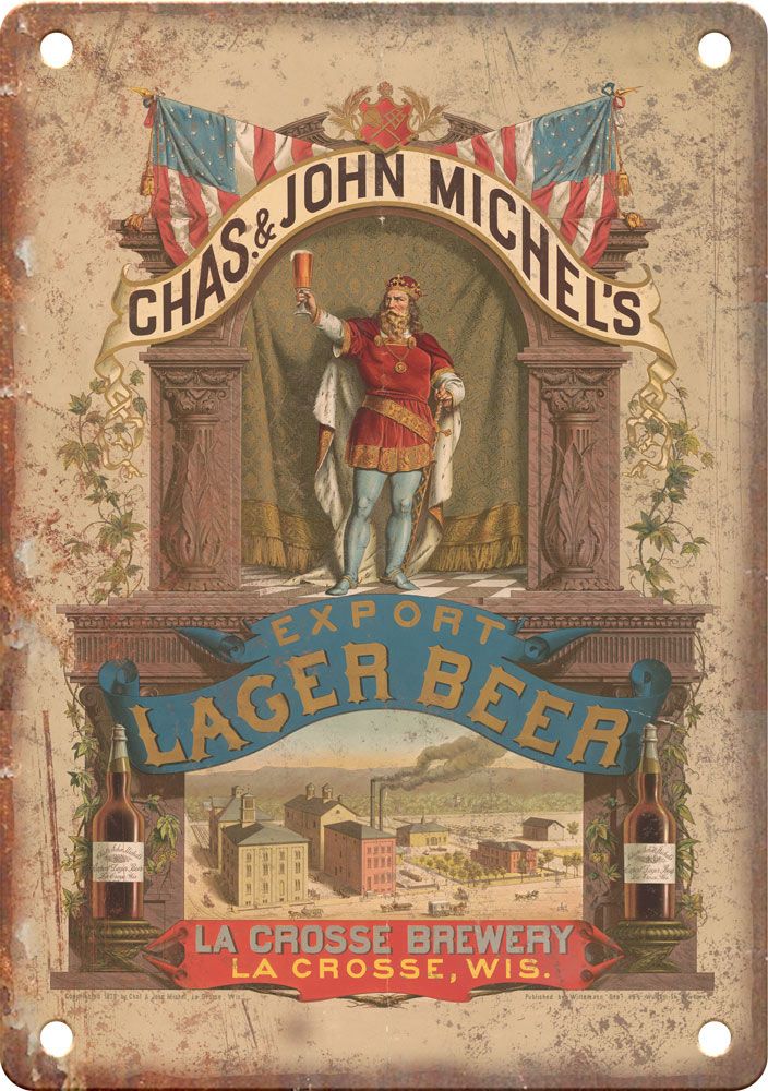 Chas & John Michel's Vintage Lager Beer Reproduction Metal Sign