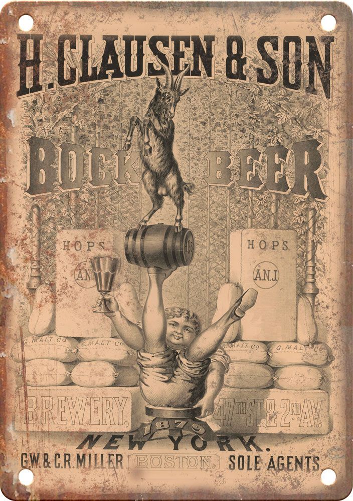 Clausen & Son Vintage Bock Beer Reproduction Metal Sign