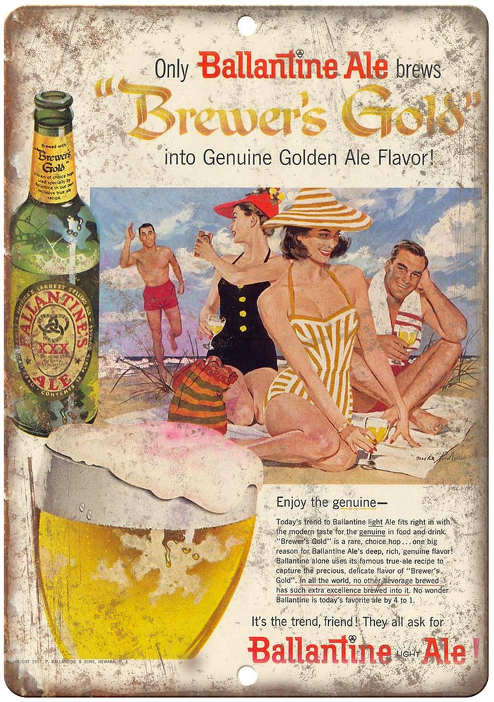 Ballantine Ale Brewer's Gold Vintage Ale Metal Sign