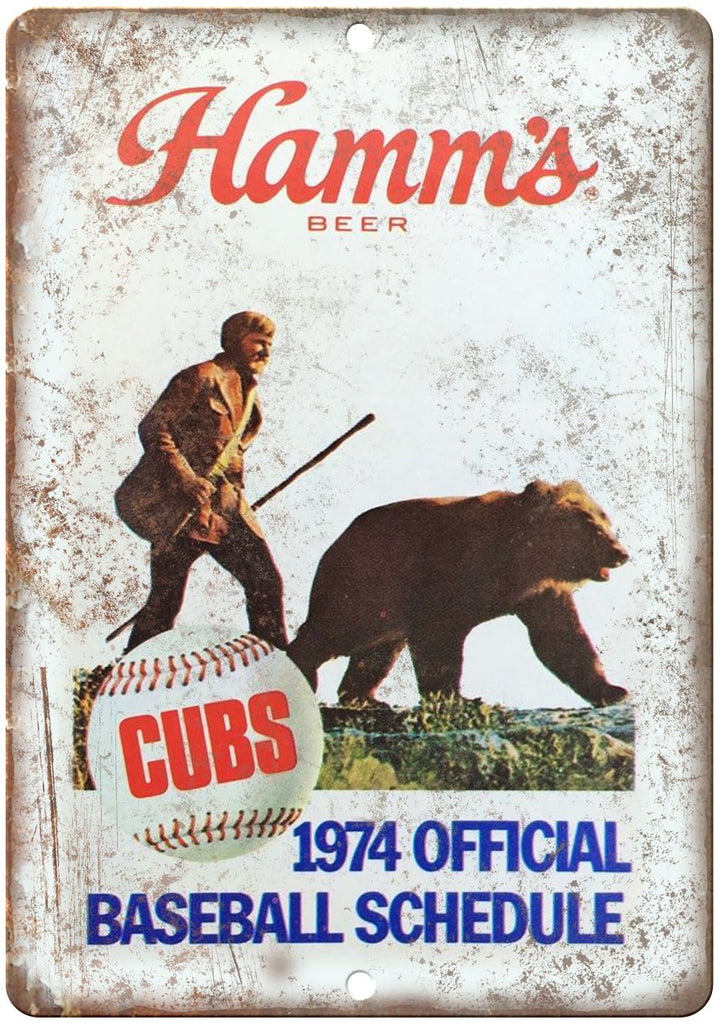 1974 Hamm's Beer Chicago Cubs Metal Sign