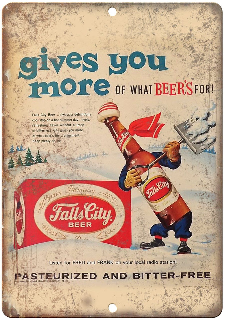 Falls City Beer Breweriana Ad Metal Sign