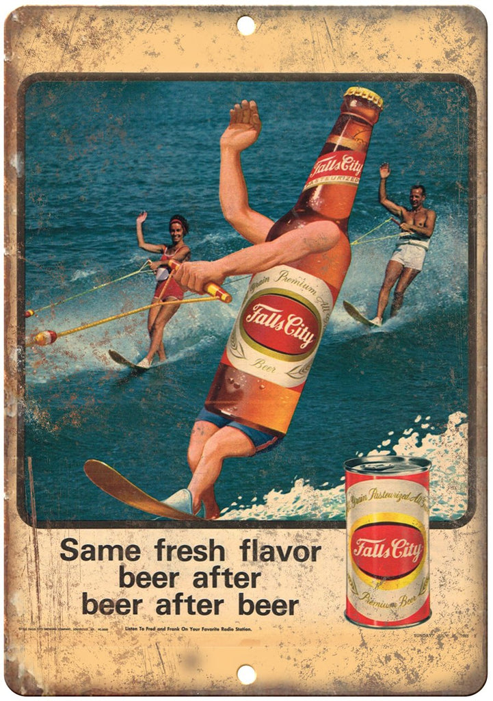 Galls City Beer Water Ski Ad Metal Sign
